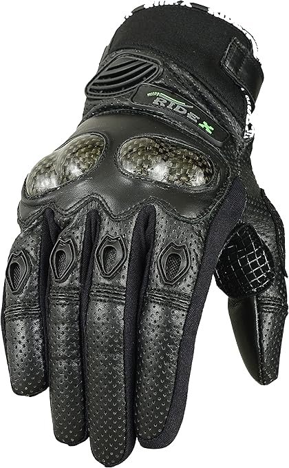 RIDEX Carbon Knuckle Motorbike Motorcycle G6 Perforated Leather Gloves