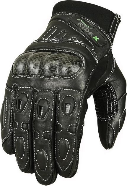RIDEX Carbon Knuckle Protection Motorbike Motorcycle Leather Gloves